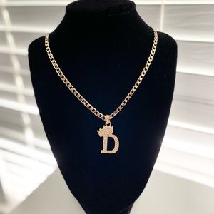 Gold Plated 20” Cuban Necklace With “D” Initial Pendant